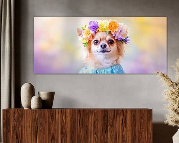 Chihuahua with flower wreath - spring magic by Poster Art Shop