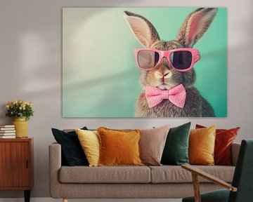 Lunettes et nœud papillon cool : lapin tendance sur Poster Art Shop