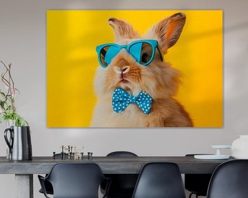 Cool lapin avec lunettes de soleil et nœud papillon sur Poster Art Shop