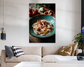 Cremige Pasta mit Hähnchenstücken von Poster Art Shop