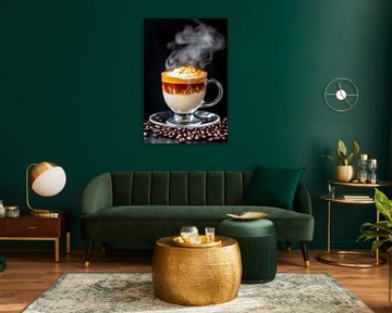 Dampende koffie in een glazen kan - heerlijk van Poster Art Shop