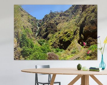 Bergen en waterval in Madeira von Michel van Kooten