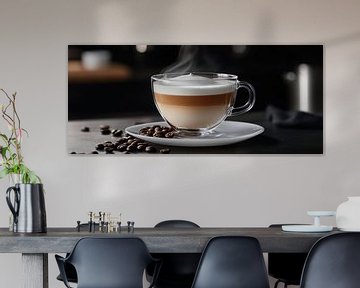 Steamer latte macchiato in een glazen kop van Poster Art Shop