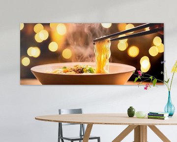 Steam noodles with sticks - cosily illuminated by Poster Art Shop