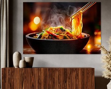 Steamed noodles with colourful vegetables - a moment of pleasure by Poster Art Shop