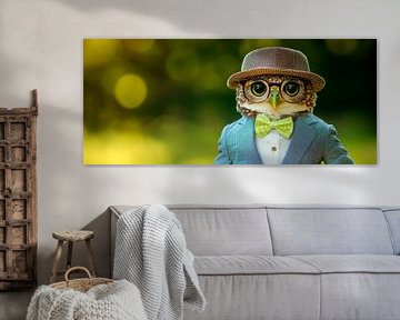 Elegante Eule im Anzug mit Hut von Poster Art Shop