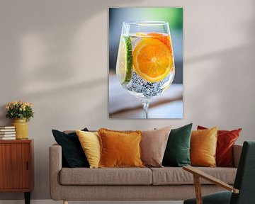 Verfrissende bruisende drank met citrusvruchten van Poster Art Shop