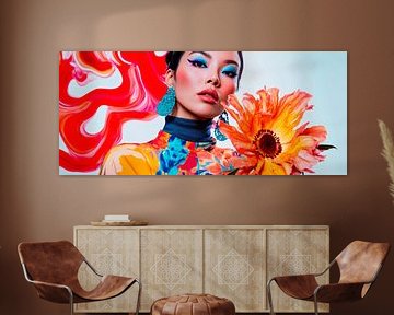 Colourful fashion with sunflower and art background by Poster Art Shop