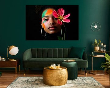Play of colours on face with flower by Poster Art Shop