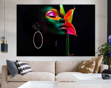 Colourful portrait with flower and make-up by Poster Art Shop