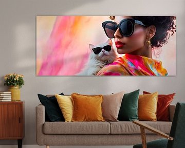 Fashion statement: Stylish woman with cat by Poster Art Shop