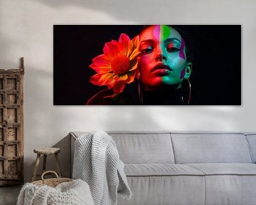 Coloured face painting with blossom by Poster Art Shop