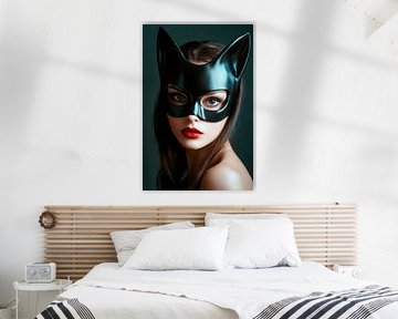 Fascinating portrait with cat mask by Poster Art Shop