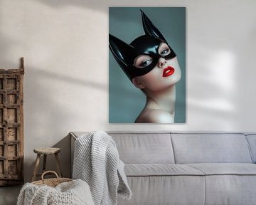 Fascinating portrait in cat mask by Poster Art Shop