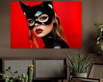 Feline elegance in red and black by Poster Art Shop
