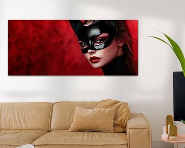 Femme Fatale in zwart en rood van Poster Art Shop