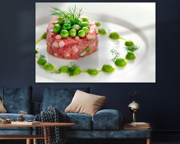 Fresh tartare presentation with peas by Poster Art Shop
