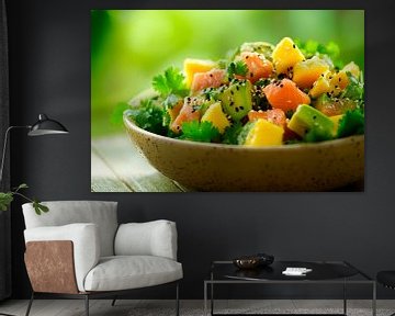 Salade van vers fruit met avocado en koriander van Poster Art Shop