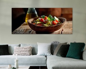 Fresh salad in a rustic bowl by Poster Art Shop