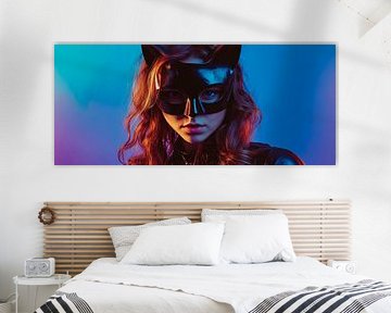 Futuristic Catwoman in neon lighting by Poster Art Shop