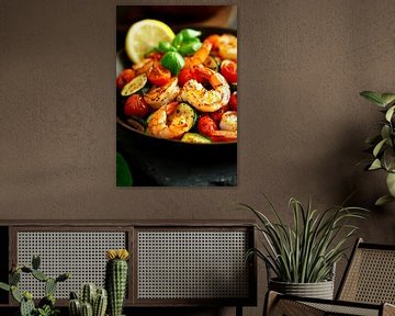 Garnalenpan met kleurrijke groenten - Vers! van Poster Art Shop
