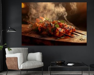 Gegrilde spiesjes met verse kruiden van Poster Art Shop