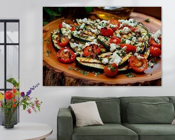 Gegrilde groenten met feta en tomaten van Poster Art Shop