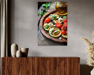 Grilled vegetables with feta and oil by Poster Art Shop