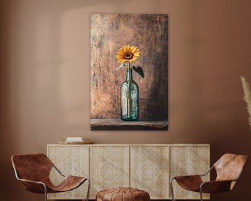 Vintage sunflower in glass vase by Imperial Art House