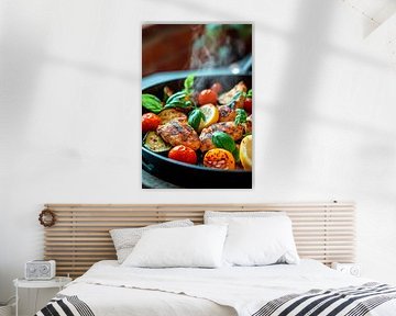 Grilled chicken with vegetables and herbs by Poster Art Shop