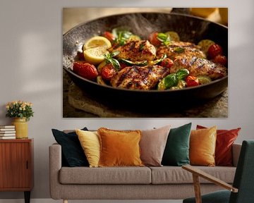 Grilled chicken with fresh vegetables by Poster Art Shop