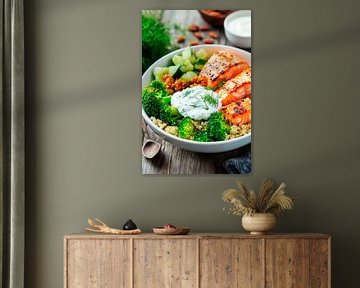 Healthy bowl with salmon and vegetables by Poster Art Shop