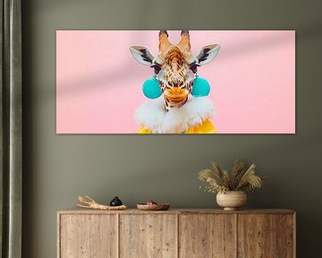 Giraffe met modieuze accessoires - Kleurrijk van Poster Art Shop