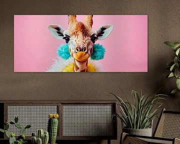 Giraffe with colourful ears and coat by Poster Art Shop