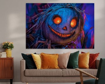Creepy pumpkin figure with glowing eyes by Poster Art Shop