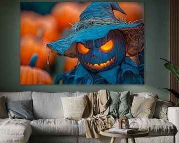 Spooky pumpkin lantern in autumn light by Poster Art Shop