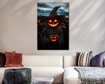 Halloween krukje met gloeiende pompoenen van Poster Art Shop
