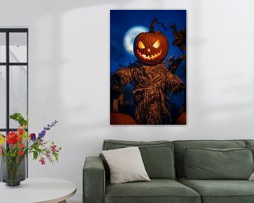 Halloween pumpkin in front of a full moon - spooky by Poster Art Shop