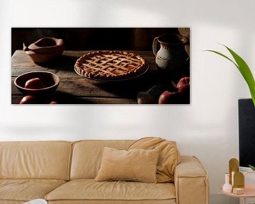 Homemade apple pie on a wooden table by Poster Art Shop