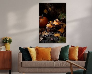 Autumnal pumpkin cupcakes in detail by Poster Art Shop