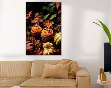 Autumn cupcakes with pumpkin topping by Poster Art Shop