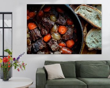 Hearty stew with vegetables and bread by Poster Art Shop