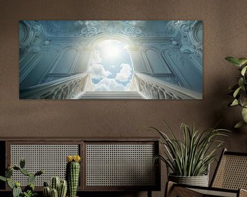 Hemelse trap in het licht van de wolken van Poster Art Shop