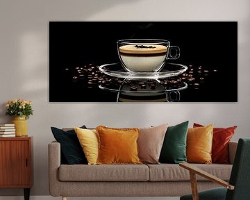 Koffie met room in een elegant kopje van Poster Art Shop