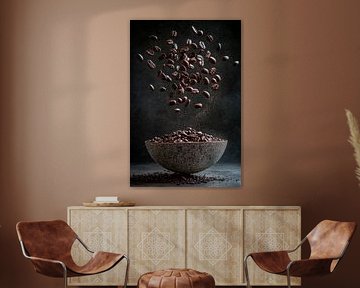Coffee beans in flight - Dark elegance by Poster Art Shop