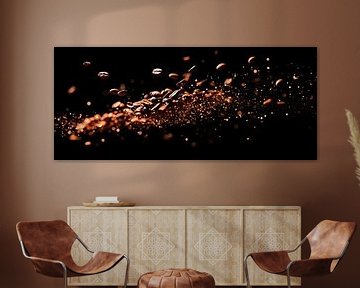 Koffiebonen in beweging - Donkere elegantie van Poster Art Shop