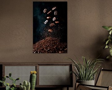 Des grains de café dans l'air - Des moments magiques sur Poster Art Shop
