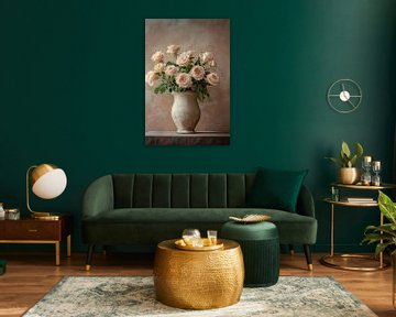 Rozen in rustieke stenen vaas van Imperial Art House