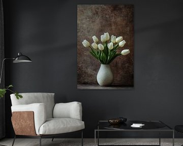 Elegante witte tulpen in vaas van Imperial Art House