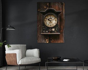 Antieke verweerde klok op hout van Imperial Art House